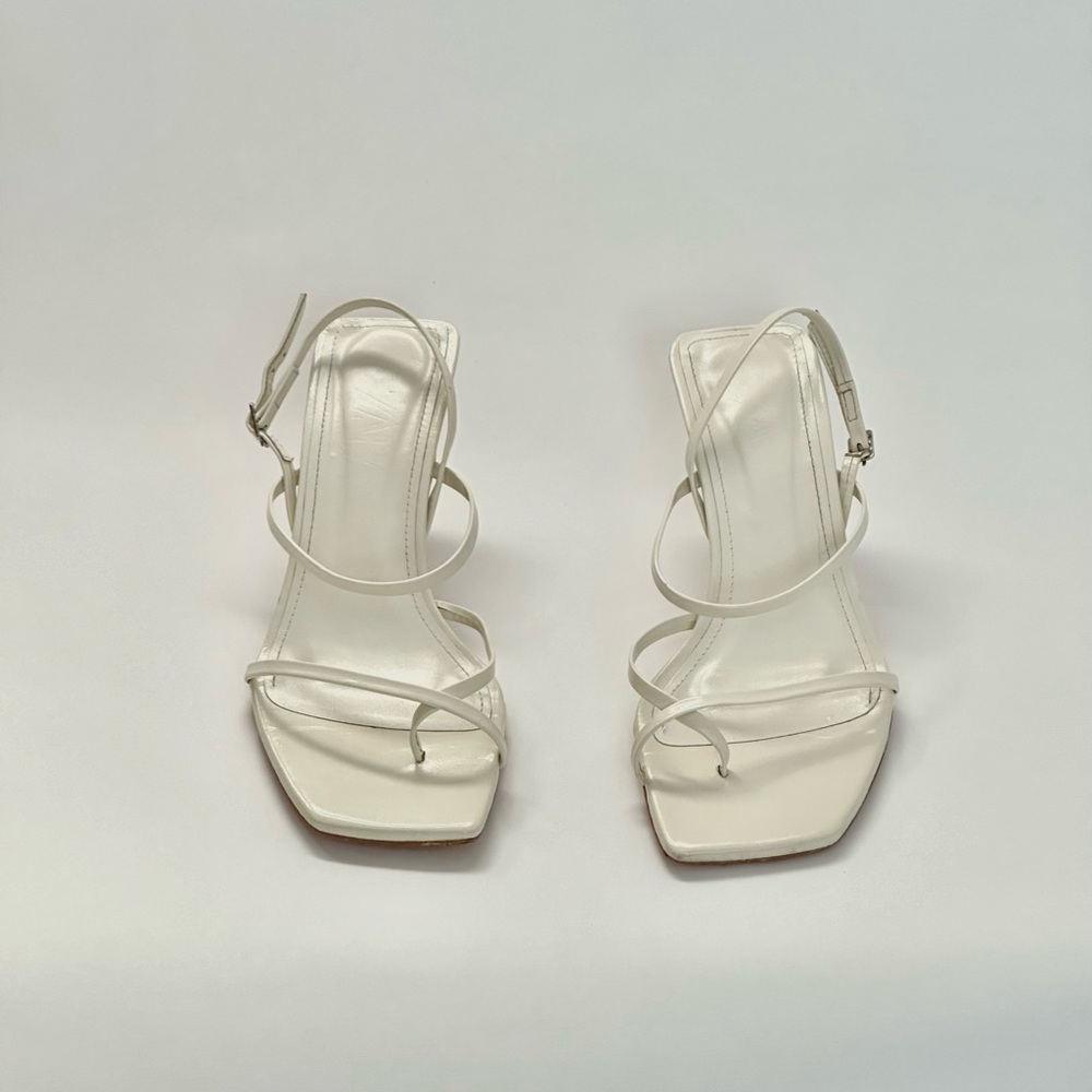 Zara strappy mid heel leather sandals